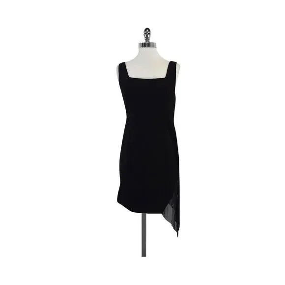 CD Greene - Black Beaded Asymmetrical Hem Dress Sz M